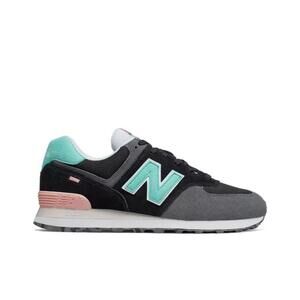 New Balance 574 Marbled Street Sneakers in Black/Light Tidepool | NWT | women 7